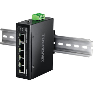 TRENDnet TI-E50 5-Port Ethernet Switch, 5 fast ethernet ports, 1 Gbps switching capacity, DIN-rail/wall mount